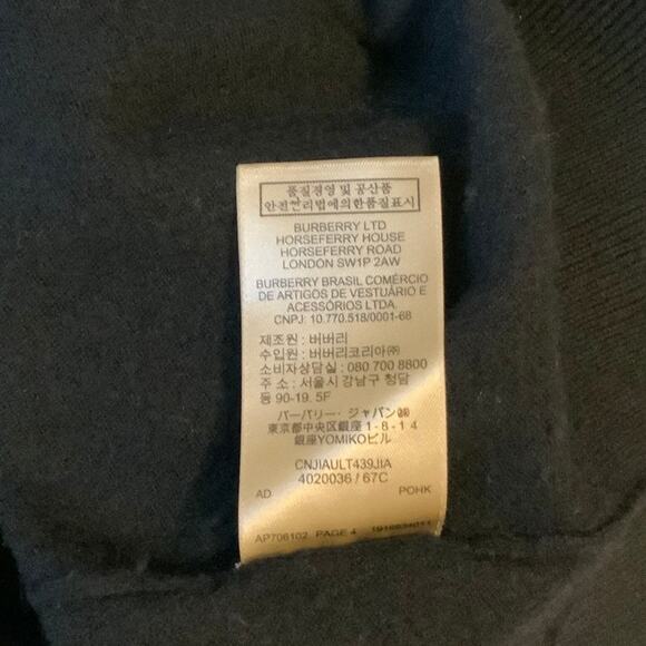 Burberry Elbow Patch Sweater Cotton Cashmere Vneck Black Men XXL - Picture 8 of 9